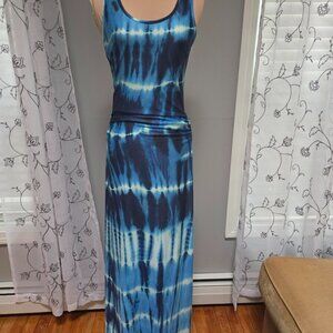 Yili Ya Women's Blue Tie Dye Racerback Sleeveless Bodycon Maxi Dress Size S